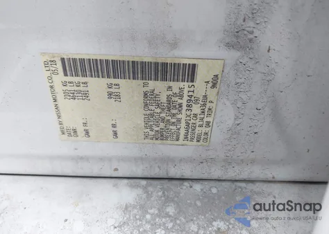 2018 Nissan Maxima 3.5 Sr z USA, uszkodzony, nr VIN 1N4AA6AP1JC389415